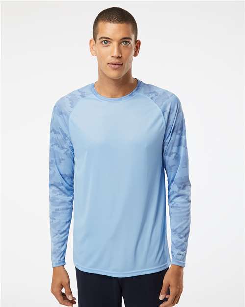 Paragon 216 Unisex Cayman Performance Camo Colorblocked Long Sleeve T-Shirt - Front view