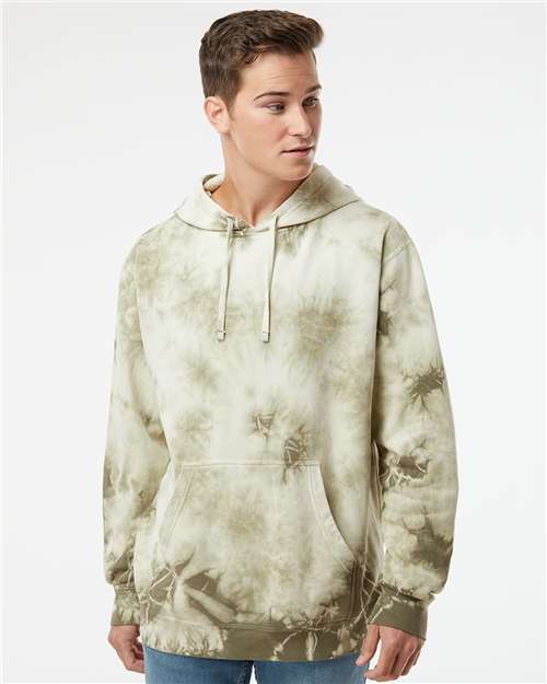 Independent Trading Co. PRM4500TD Unisex Midweight Tie-Dyed Hooded Sweatshirt - Front view