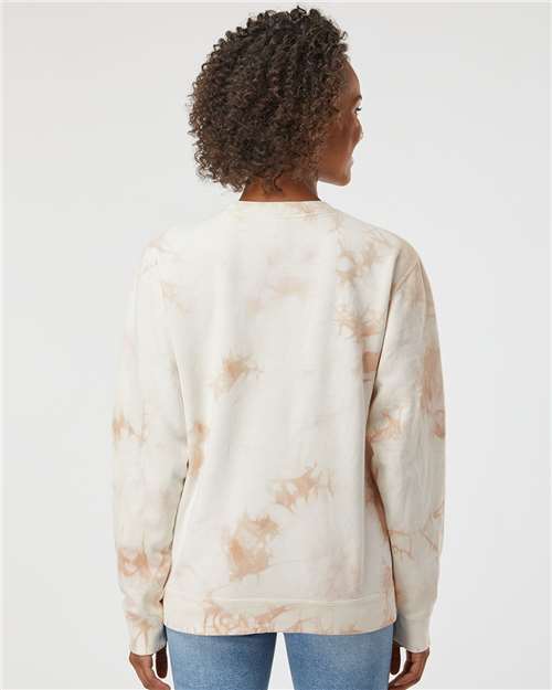 Independent Trading Co. PRM3500TD Unisex Midweight Tie-Dyed Crewneck Sweatshirt - Back view