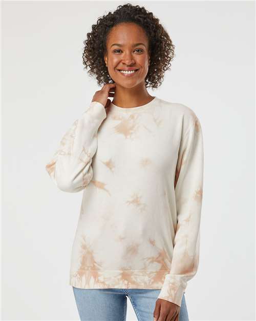 Independent Trading Co. PRM3500TD Unisex Midweight Tie-Dyed Crewneck Sweatshirt - Front view