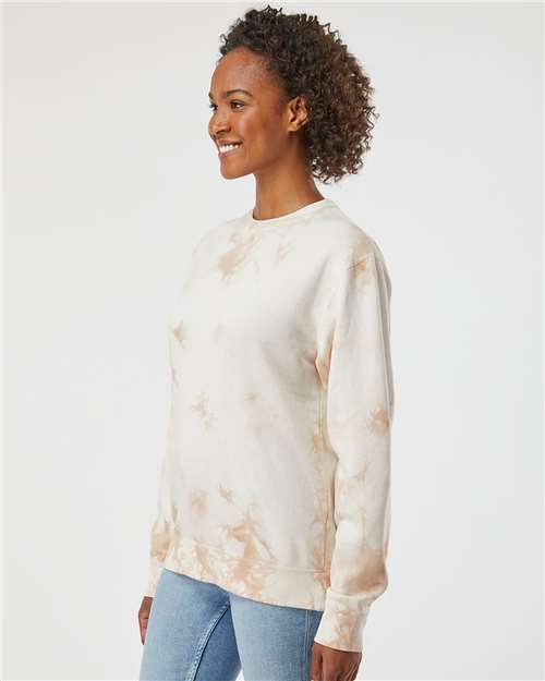 Independent Trading Co. PRM3500TD Unisex Midweight Tie-Dyed Crewneck Sweatshirt - Side view